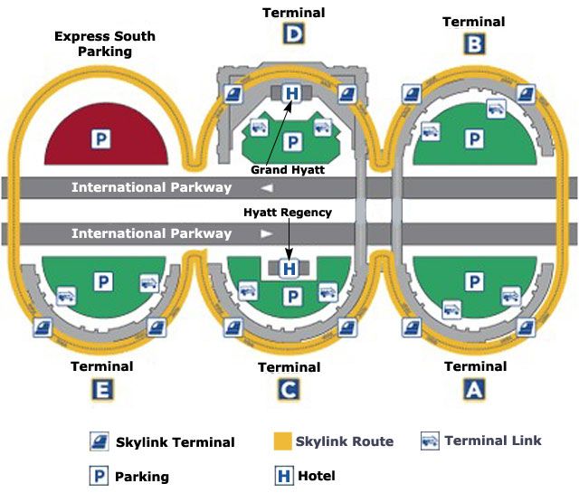 Mapa de las terminales del aeropuerto DFW Dallas
